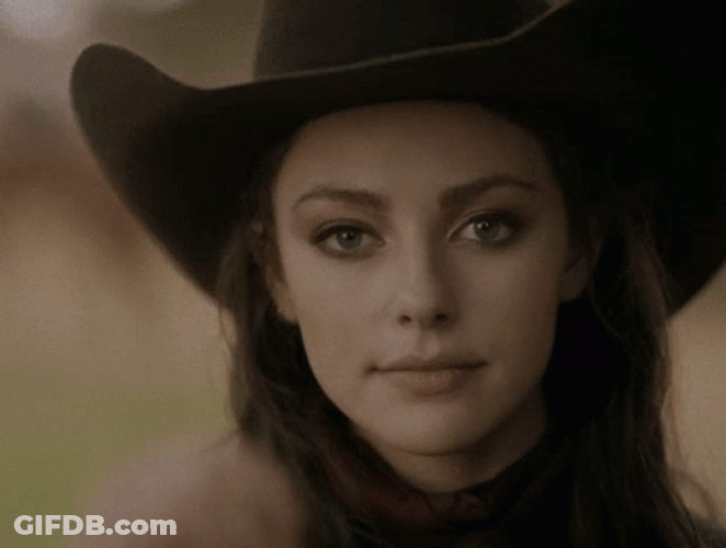 Beautiful Cowboy Lady Tip Hat GIF