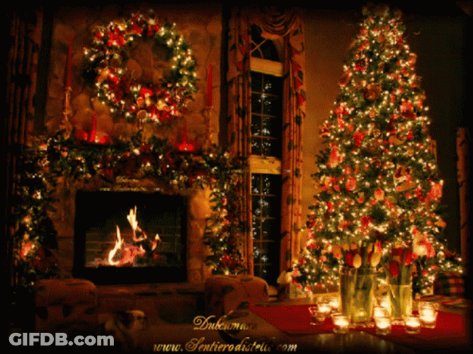 Beautiful Cozy Fireplace Merry Christmas GIF
