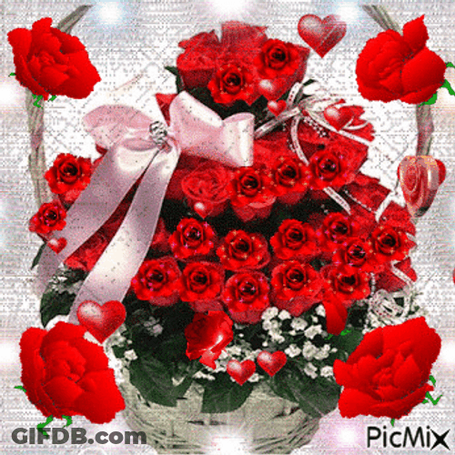 Beautiful Flowers Basket Of Red Roses GIF