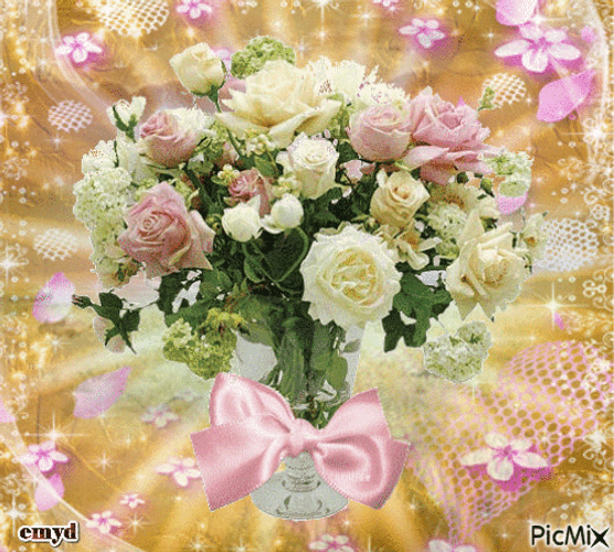 Beautiful Flowers Garden Roses Ribbon GIF