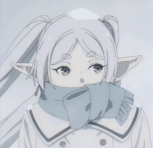 Beautiful Frieren Walking Snowing GIF