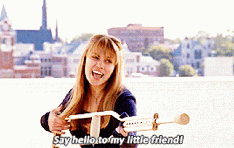 Beautiful Girl Say Hello To My Little Friend GIF