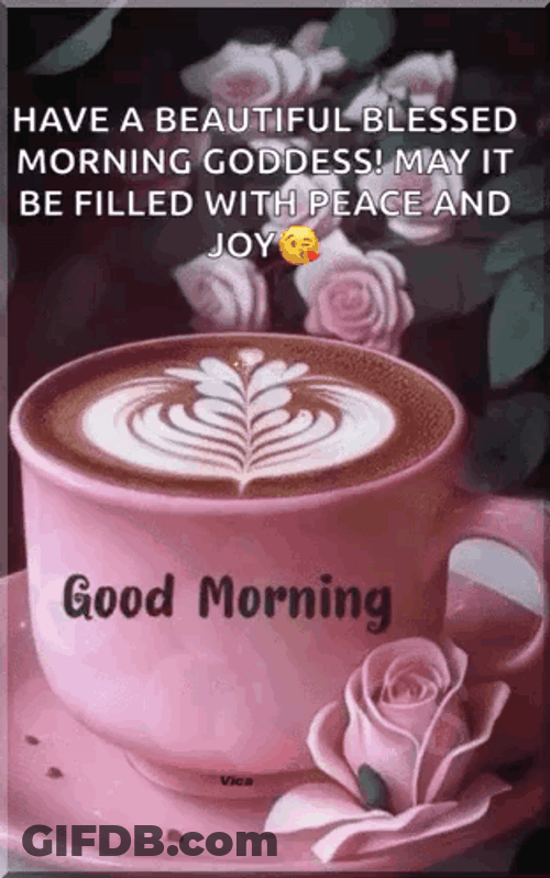 Beautiful Good Morning Pink Coffee Cup GIF