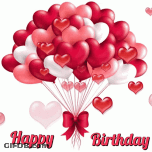 Beautiful Happy Birthday Balloons Hearts GIF