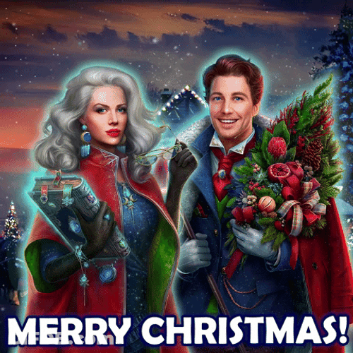 Beautiful Happy Couple Merry Christmas GIF