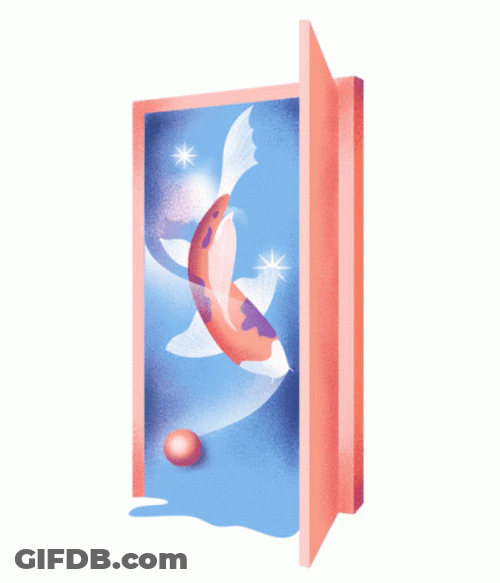 Beautiful Koi Fish Floating Doors GIF