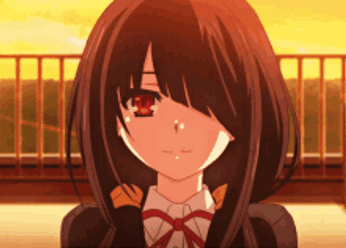 Beautiful Kurumi Tokisaki Touching Face Yandere GIF