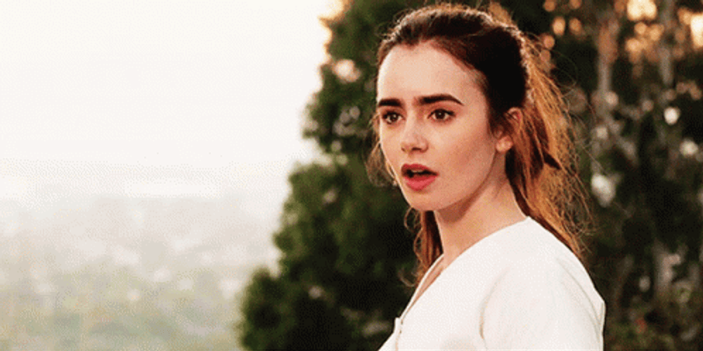 Beautiful Lily Collins Smiling GIF