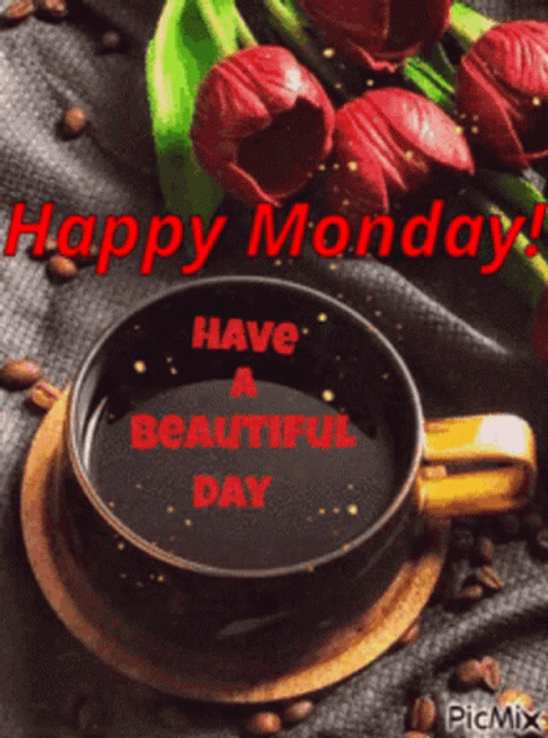 Beautiful Monday Black Coffee Red Roses GIF