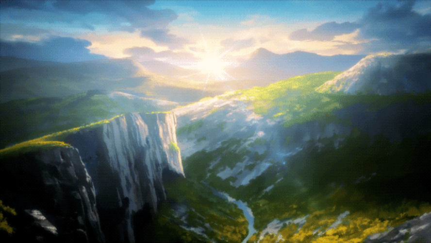 Beautiful Mountains Anime Scenery GIF