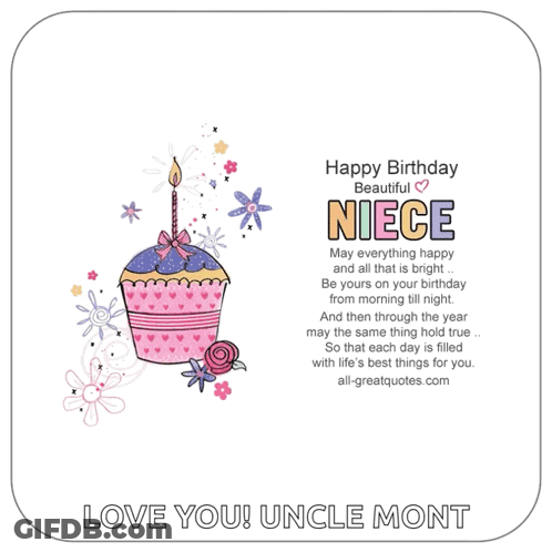 Beautiful Niece Birthday Card With Cupcake And Candle GIF