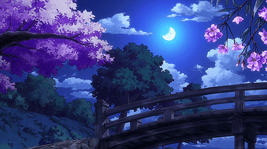 Beautiful Night Anime Scenery GIF