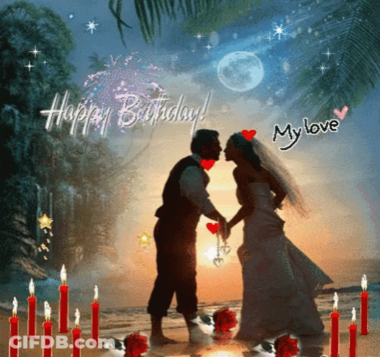 Beautiful Night Kiss Happy Birthday Husband GIF