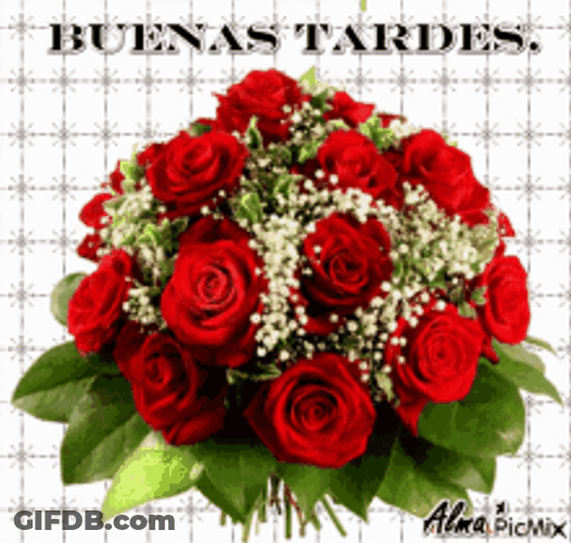 Beautiful Rose Bouquet Flashing Light Buenas Tardes GIF