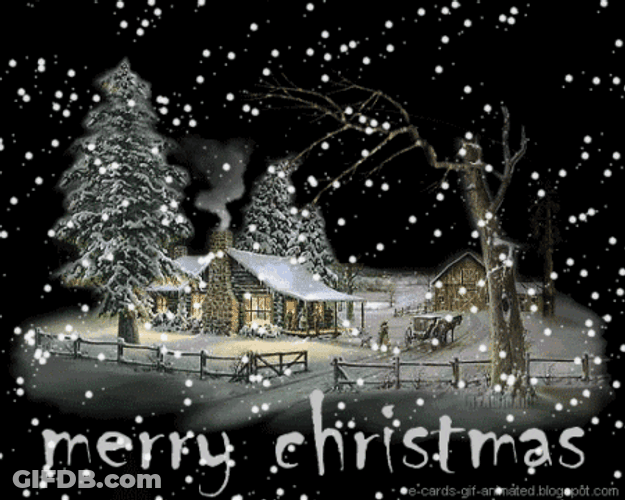 Beautiful Snowy Night Merry Christmas GIF