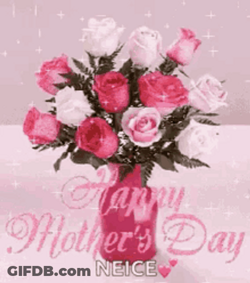 Beautiful Sparkling Flower Vase Happy Mothers Day Niece GIF