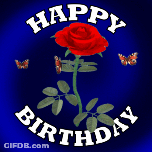 Beautiful Spinning Rose Happy Birthday GIF