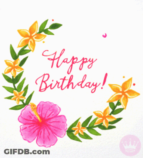 Beautiful Summer Wreath Happy Birthday GIF