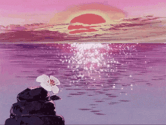 Beautiful Sunset Scenery Anime Aesthetic GIF