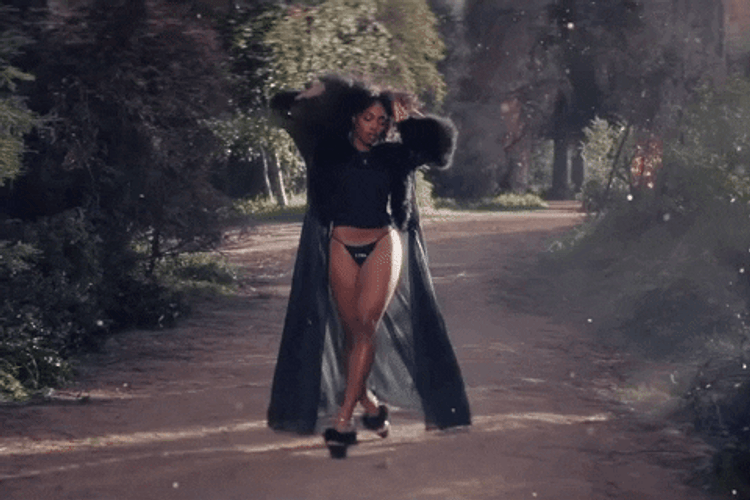 Beautiful Supermodel Walk Hair Flip GIF