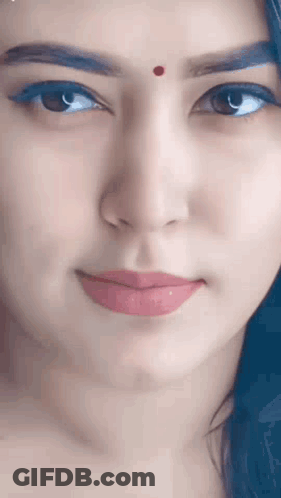 Beautiful Woman With Red Dot On Forehead GIF