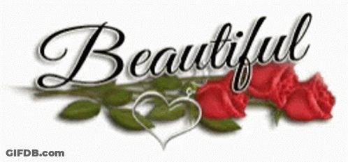 Beautiful Word With Red Roses And Hearts GIF