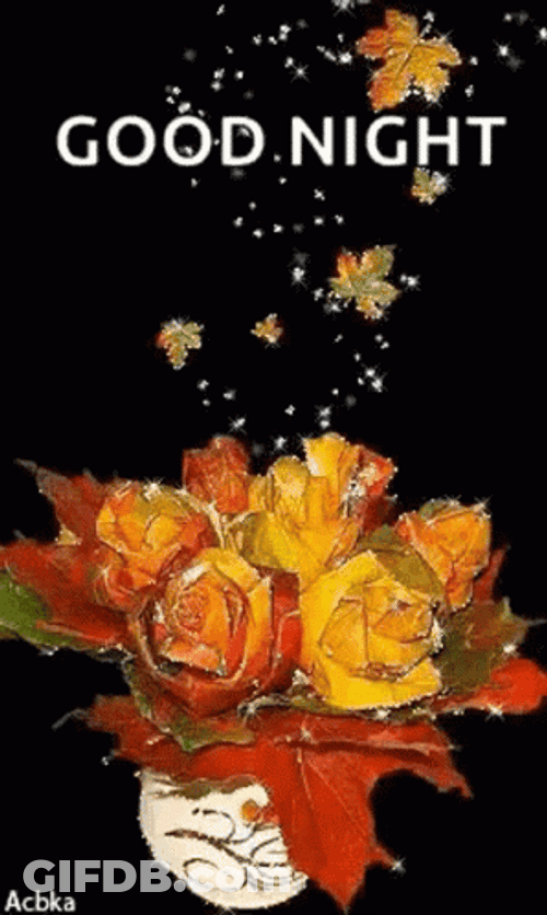 Beautiful Yellow Red Roses Dobranoc GIF