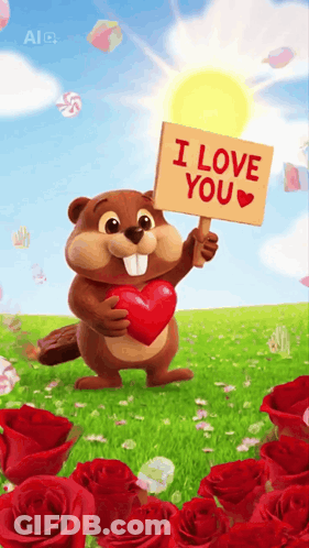 Beaver Holding I Love You Sign GIF