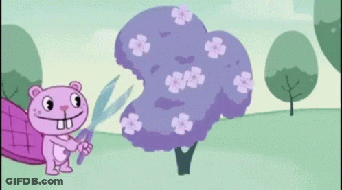 Beaver Watering Tree With Hose GIF