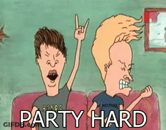 Beavis And Butt Head Party Hard Headbang GIF