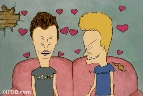 Beavis And Butt-Head Sitting On Pink Couch GIF