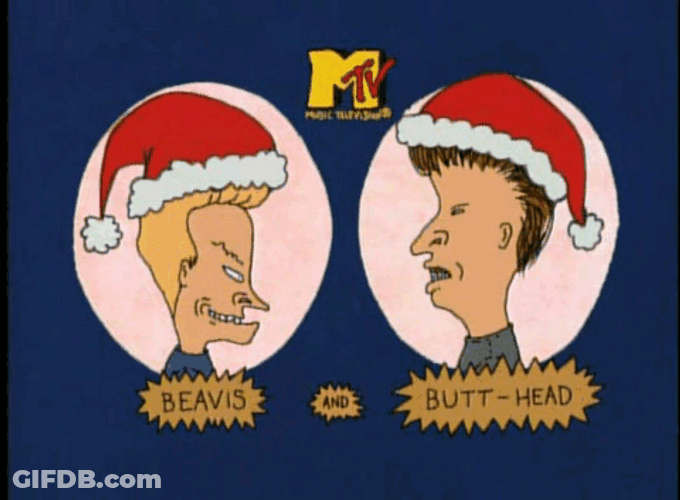 Beavis And Butthead Christmas Hat GIF