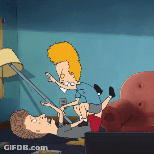 Beavis And Butthead Fighting In Room GIF