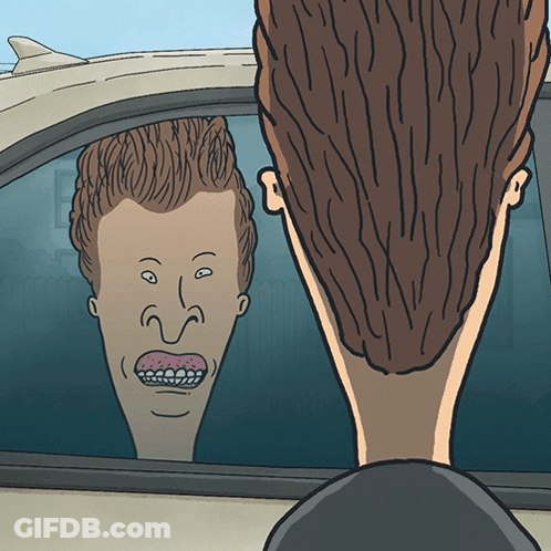 Beavis And Butthead Looking Out Window GIF