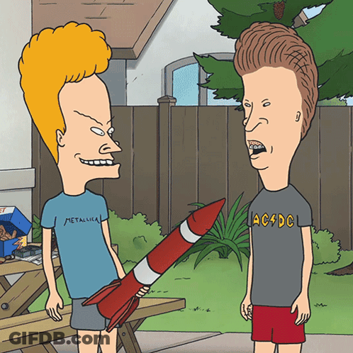 Beavis And Butthead One Wearing Metallica Shirt GIF