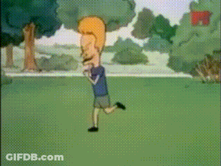 Beavis And Butthead Running In Park GIF