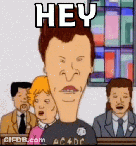 Beavis And Butthead Saying Hey In Front Of Group GIF