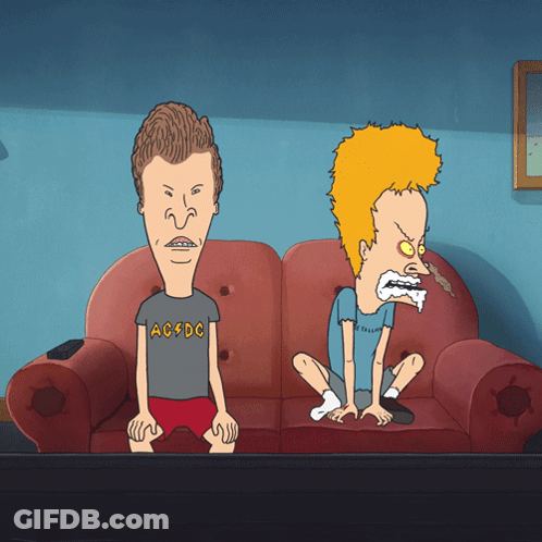 Beavis And Butthead Sitting On Couch GIF
