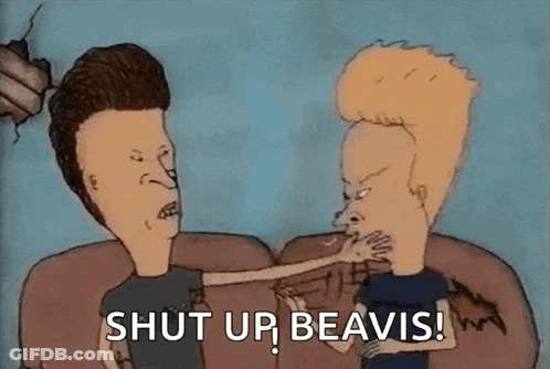 Beavis And Butthead Sitting On Couch Shut Up Beavis GIF