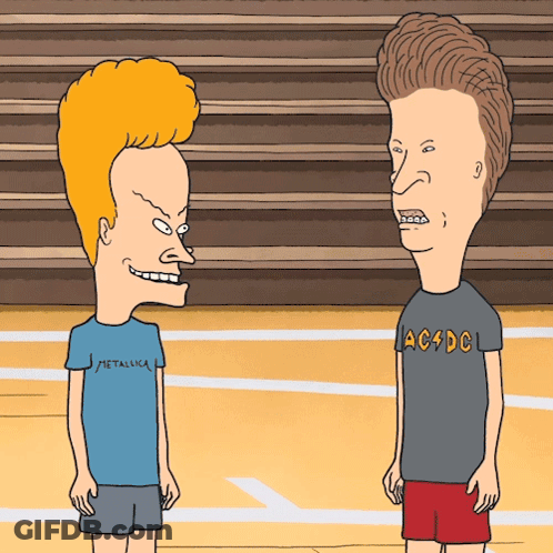 Beavis And Butthead Standing Next To Each Other GIF