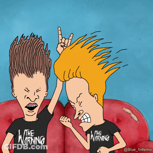 Beavis And Butthead Wearing Warning Shirts GIF