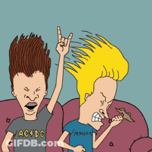 Beavis And Butthead With AC/DC And Metallica Shirts GIF