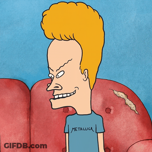 Beavis From Beavis And Butthead Wearing A Blue Metallica Shirt GIF
