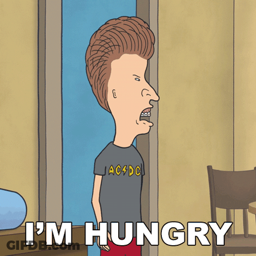 Beavis In AC DC Shirt Is Hungry GIF