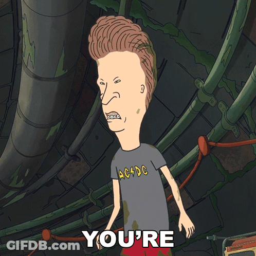 Beavis In AC/DC Shirt Says Embarrassing Me GIF
