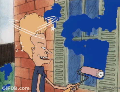 Beavis Painting Window With Roller GIF