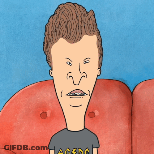 Beavis Wearing Black AC DC Shirt GIF