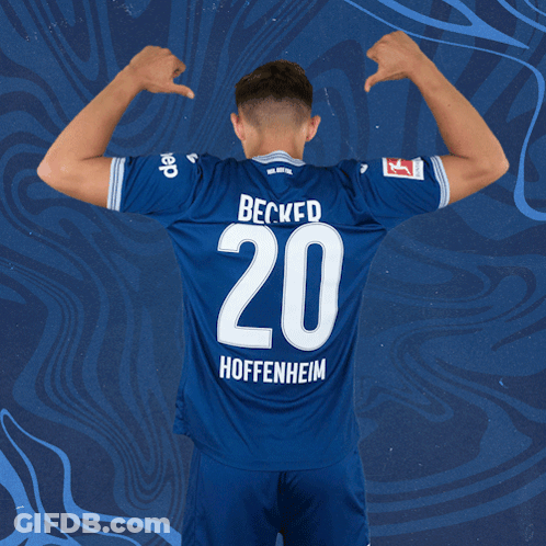 Becked Hoffenheim Is Wearing A Blue Jersey With The Number 20 GIF