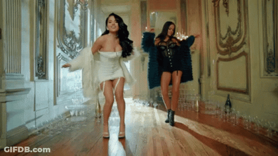 Becky G Natti Natasha Fur Dress Sassy DAnce GIF