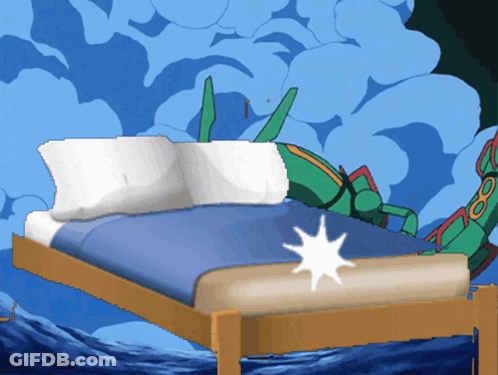 Bed With Blue Blanket And Pokemon GIF